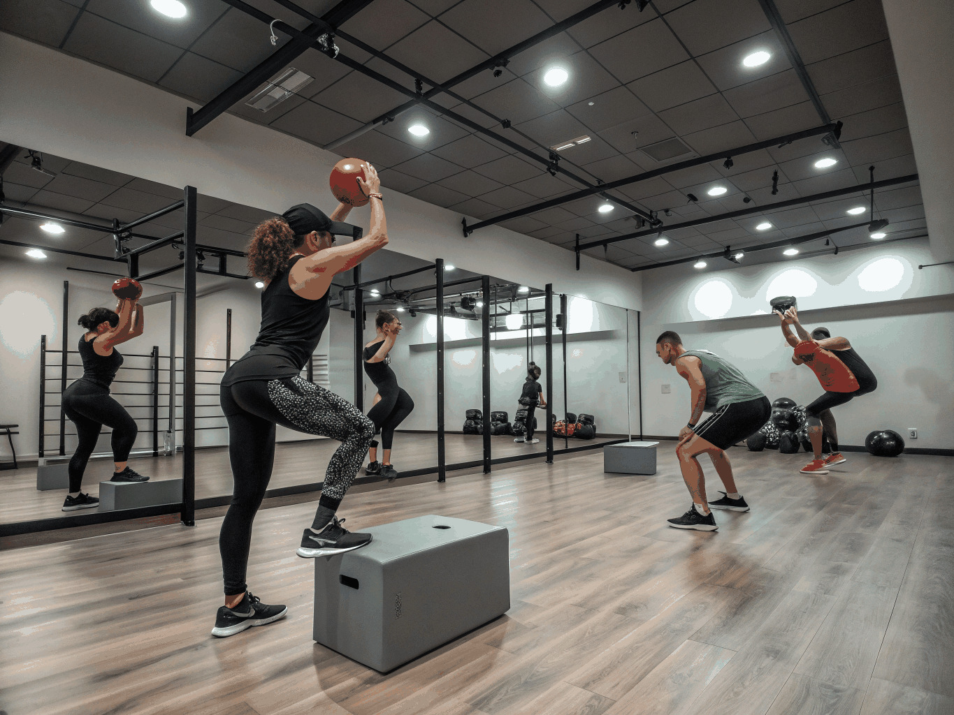 Corporate team participating in a fitness session