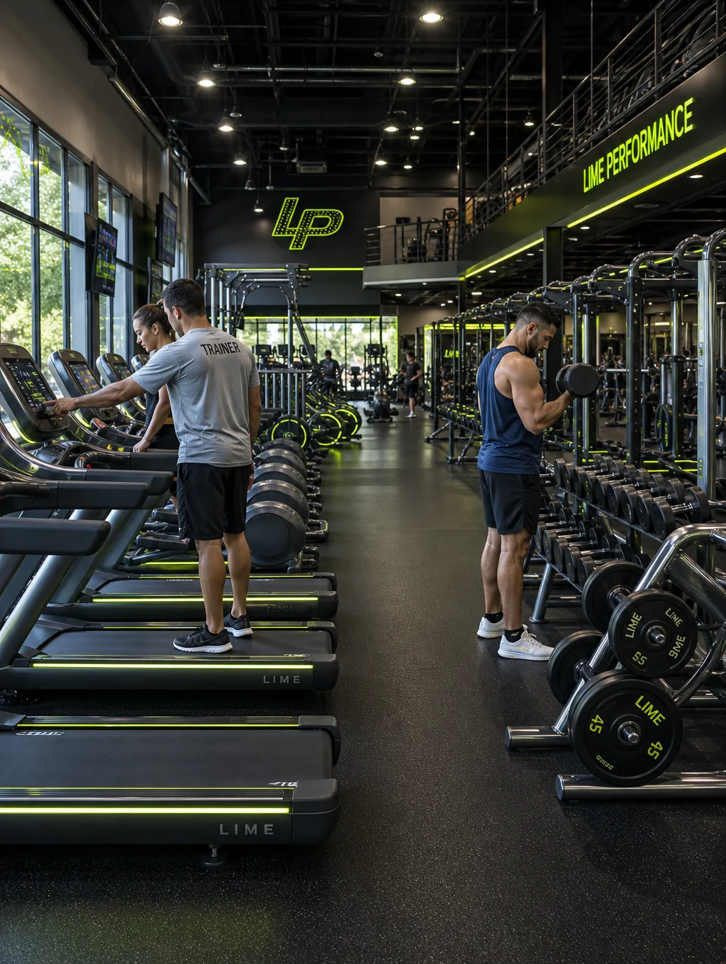 Technicians installing gym equipment